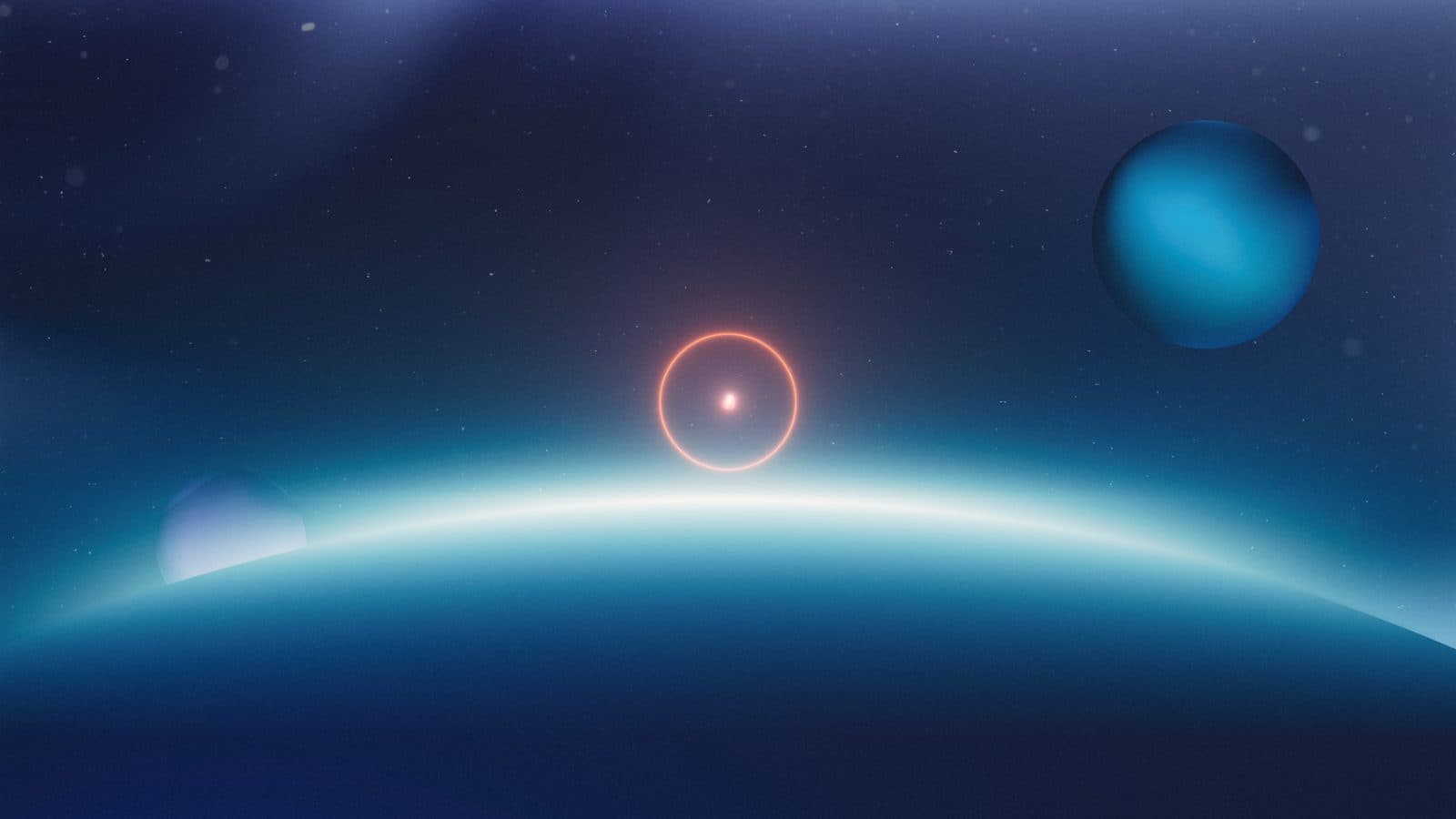 Illustration de Cisco pour ses modèles Antares : une étoile brillante se levant au-dessus de l’horizon d’une planète