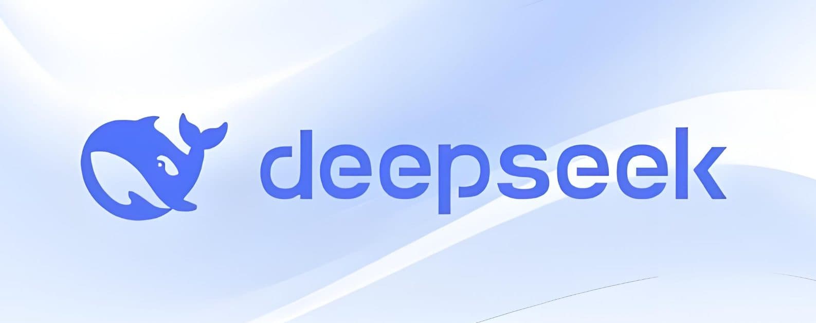The DeepSeek whale logo and wordmark on a pale blue background