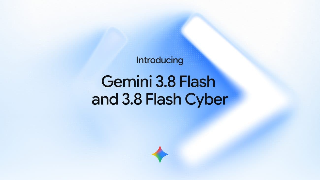 Gemini 로고 옆에 “Gemini 3.8 Flash 및 3.8 Flash Cyber 소개”라고 적힌 Google 홍보 카드.
