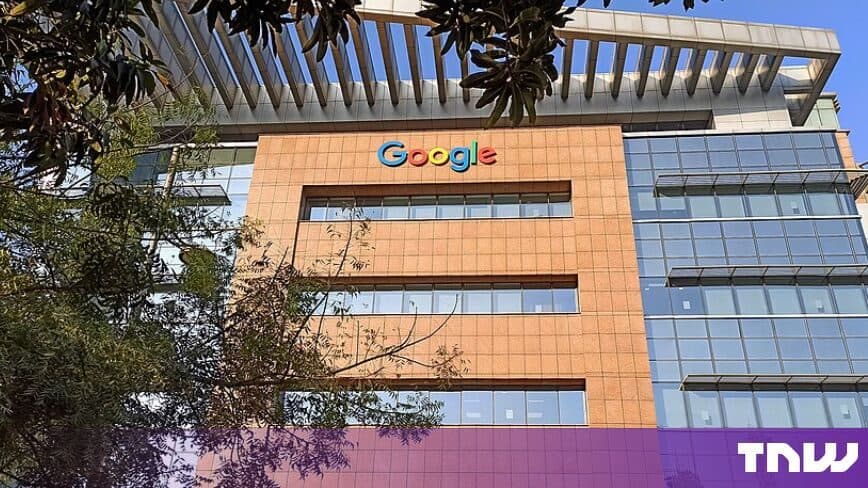 A Google office building behind palm trees, with a TNW watermark