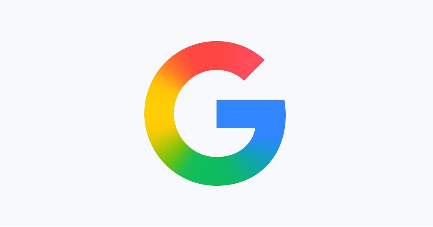 Logo do Google com o “G” multicolorido, centralizado sobre fundo branco.
