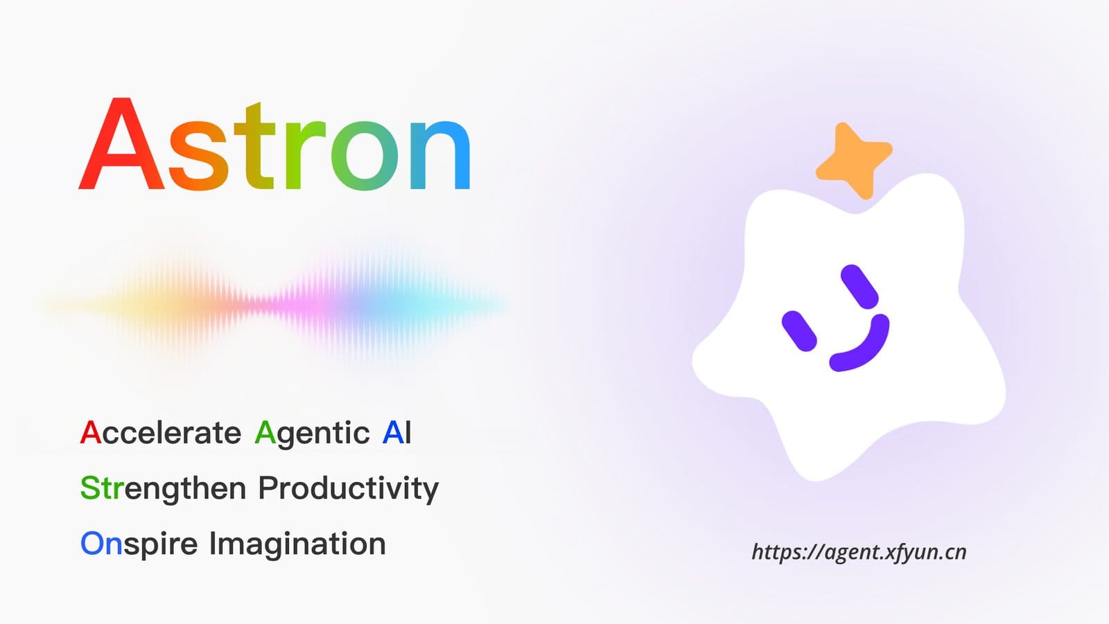 The Astron project banner from the iflytek/astron-agent repository, reading "Accelerate Agentic AI, Strengthen Productivity, Inspire Imagination" beside a star-shaped mascot.