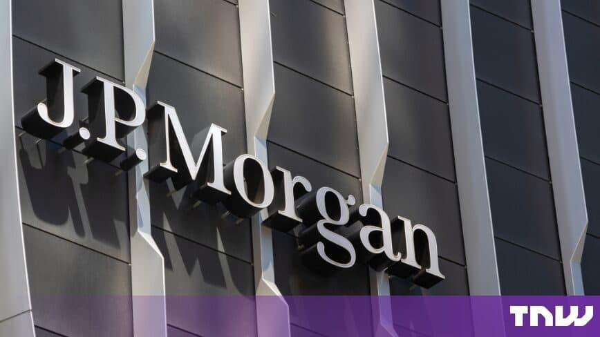 The J.P. Morgan name in raised metal lettering on the exterior of a building