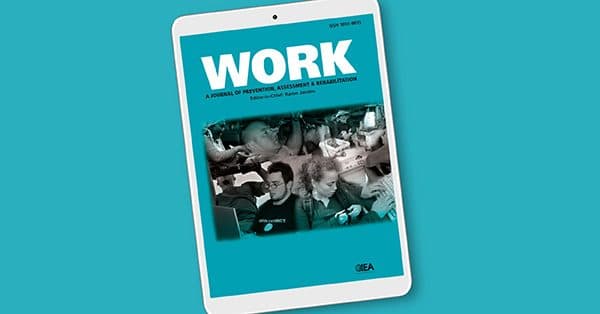 태블릿 화면에 실험이 게재된 저널 Work의 표지가 보인다.