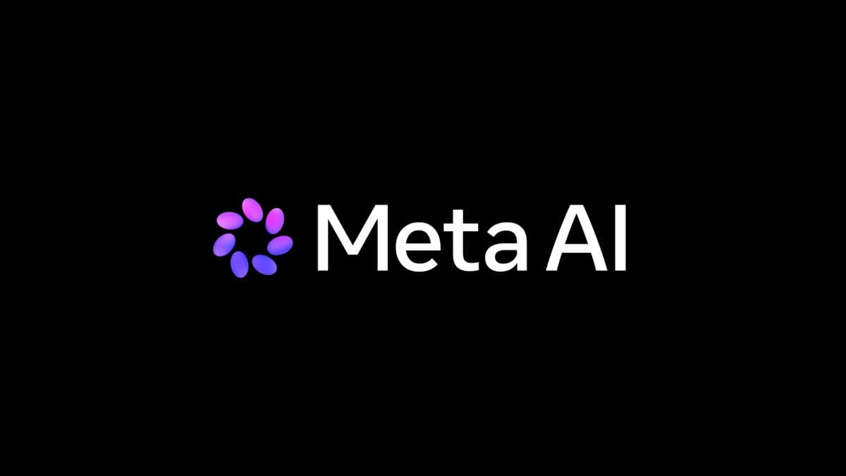 Il wordmark e il logo di Meta AI su sfondo nero