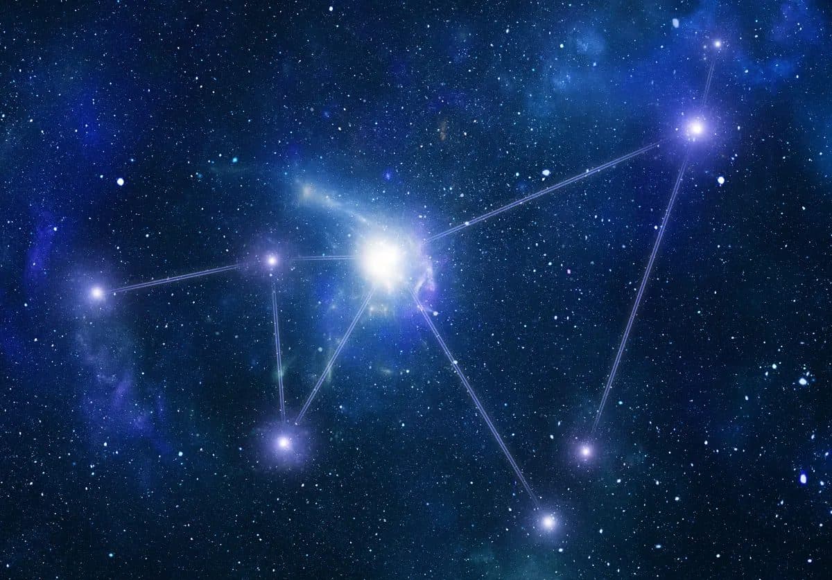 A star constellation picked out against a night sky