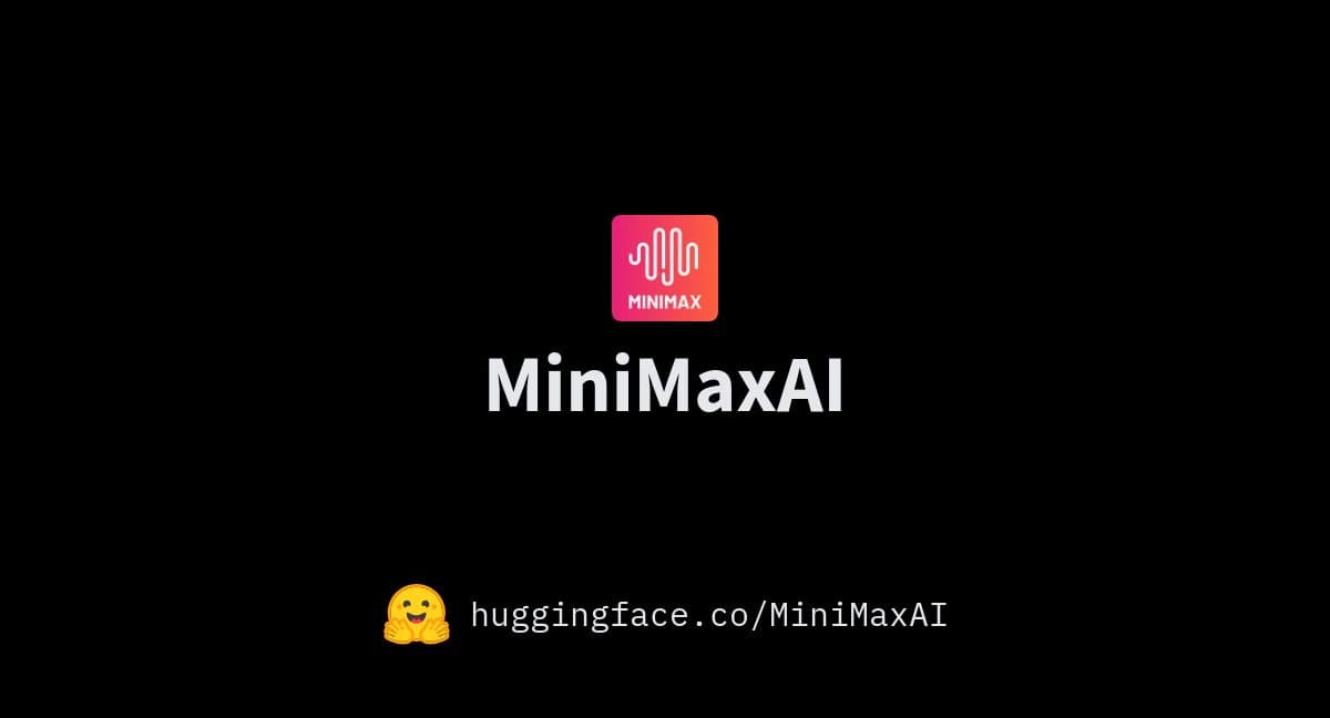 Cartão da organização da MiniMax no Hugging Face: o logotipo MiniMax e o nome MiniMaxAI em fundo preto