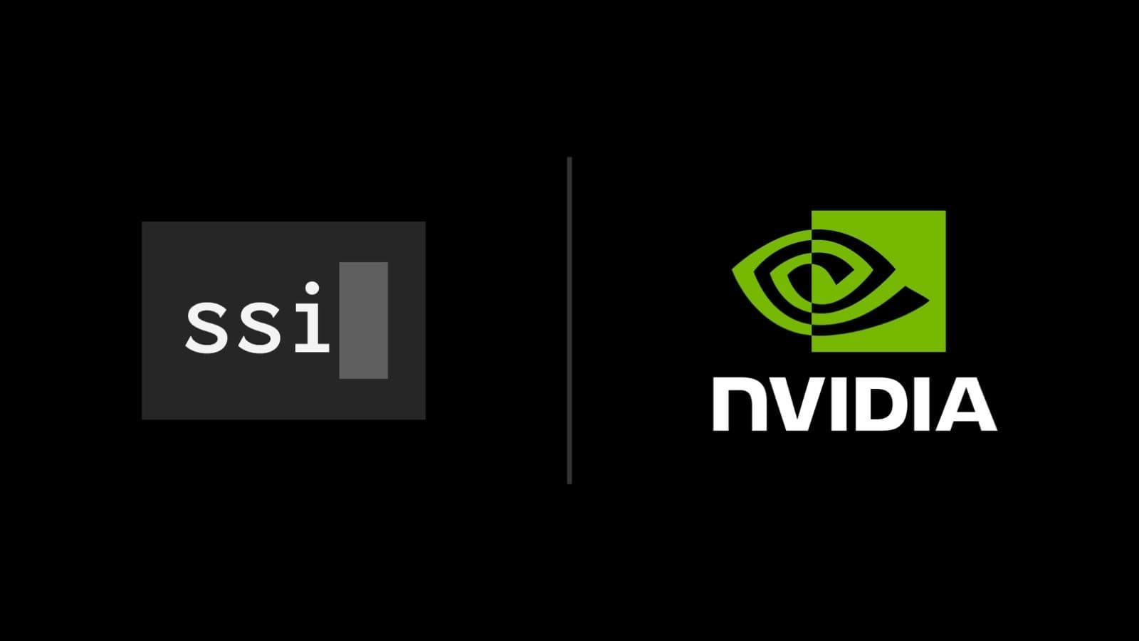 Il riquadro dell'annuncio della partnership: il marchio 'ssi' in minuscolo e il logo Nvidia affiancati, separati da una linea sottile su sfondo nero