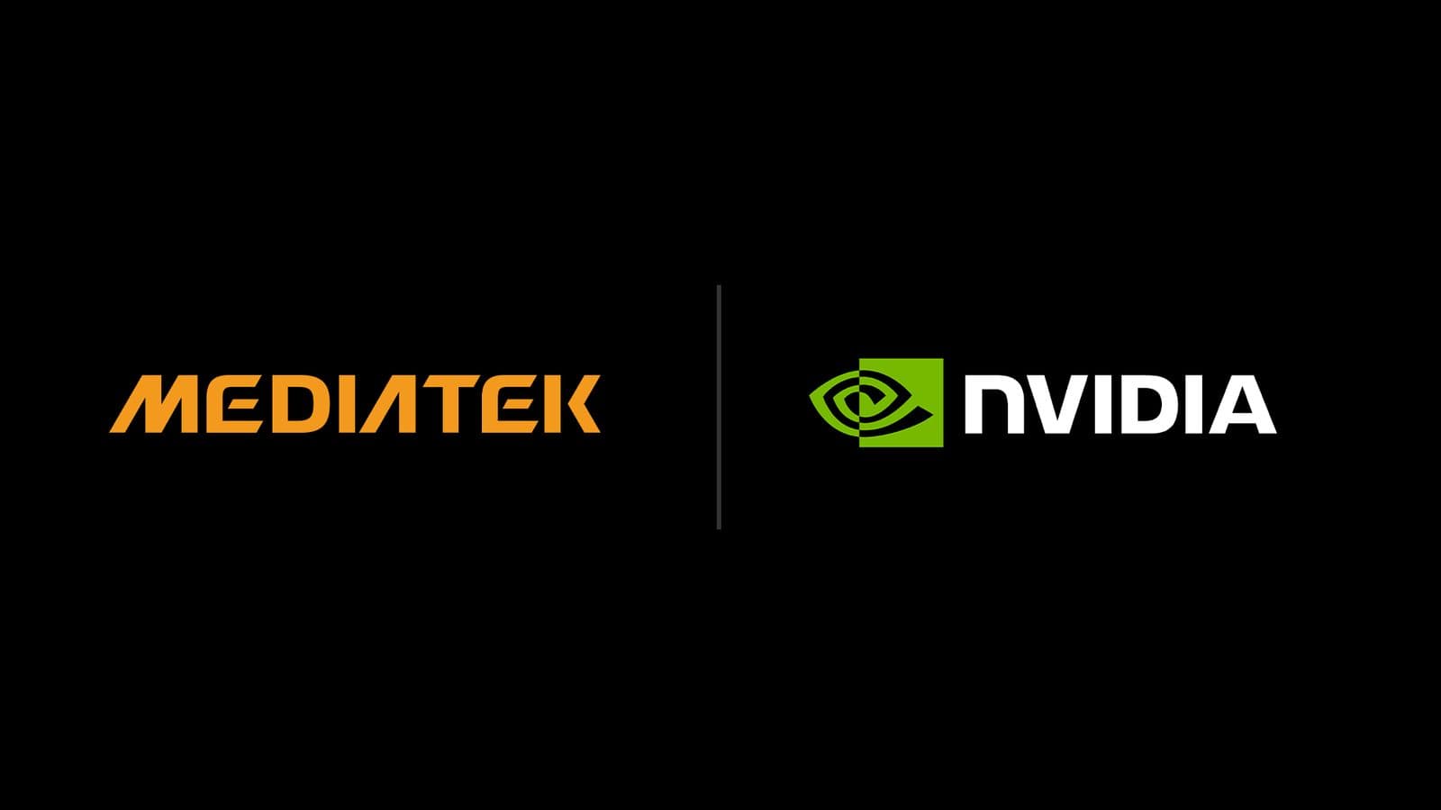 The MediaTek and NVIDIA logos side by side on black, the card issued with the partnership announcement