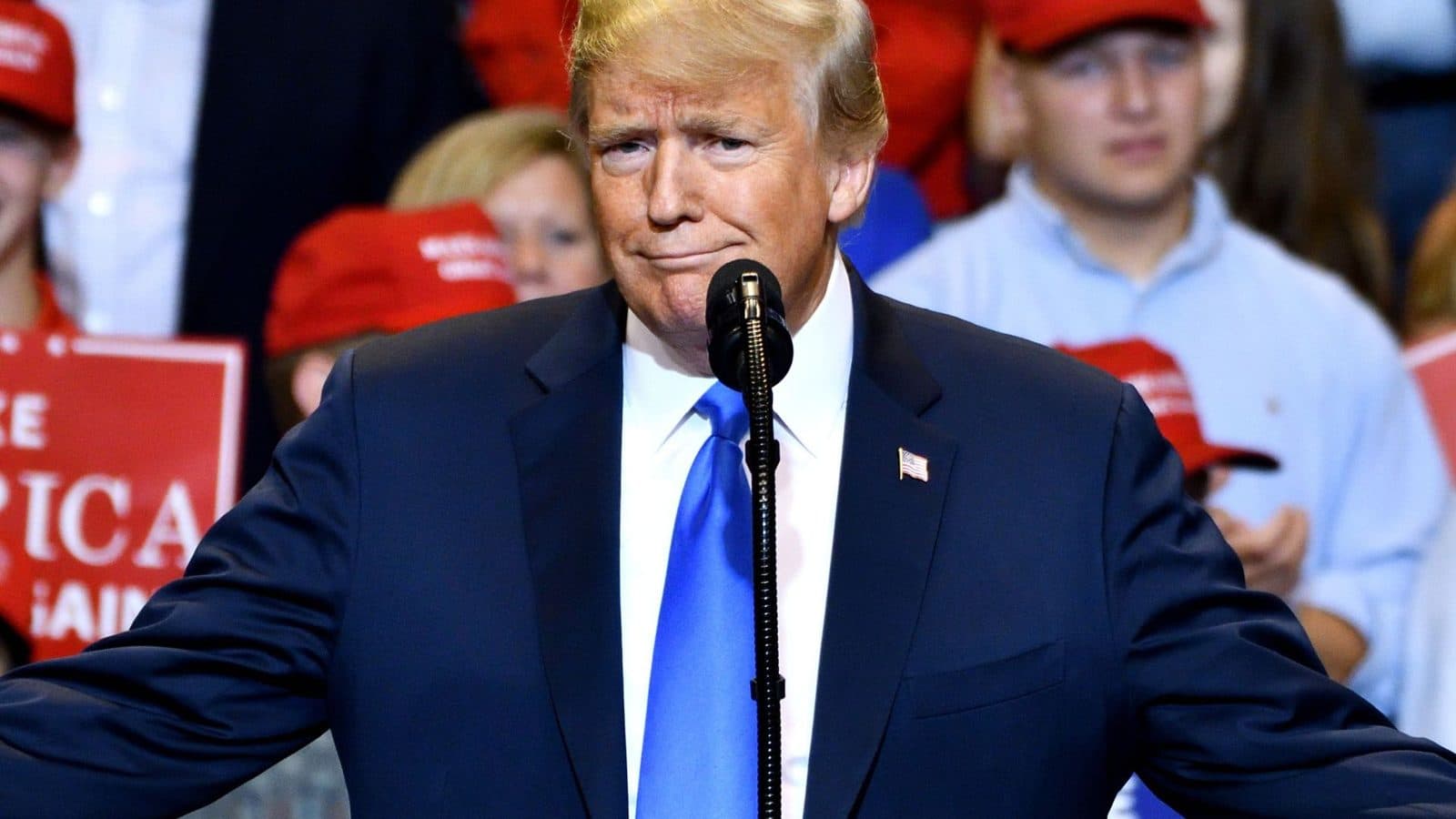 Donald Trump speaking at a rally