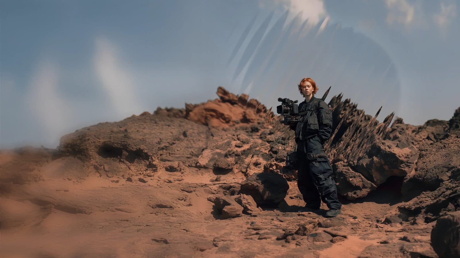 Reply AI Film Festival header artwork: a figure holding a camera on a rocky red landscape under a hazy sky.